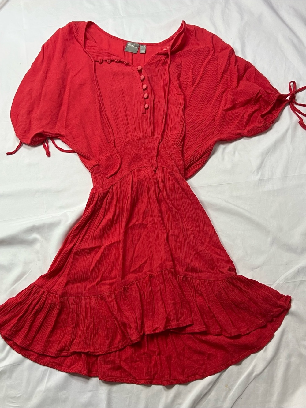 ASOS Red Ruffle-Hem Mini Dress - Picture 1 of 2